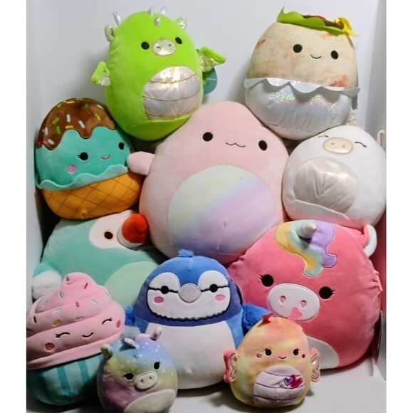 HUGE KELLYTOY SQUISHMALLOW 12 CT LOT 1 BACKBACK 11 PLUSHES VARIOUS SIZES - Picture 1 of 14